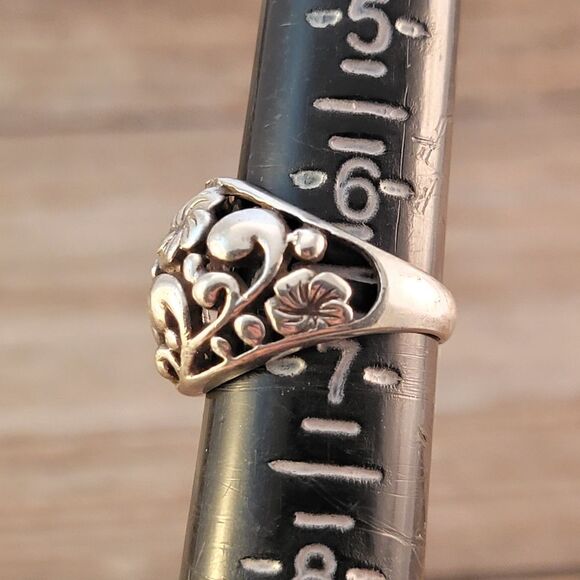 Sterling Open Flourish Flower Openwork Ring - Picture 8 of 9